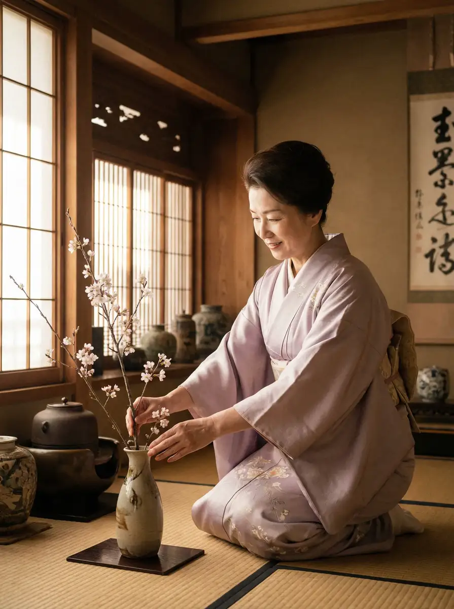 一位优雅的 海角社 - 精品内容汇总 | 高清社区视频 | 免费海角社资源下载 在和室中插花
